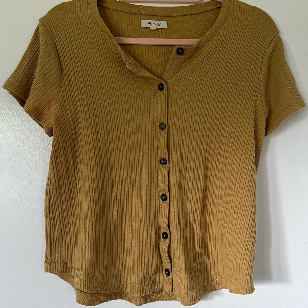 Madewell Mustard Button-Down Shirt - Picture 2 of 9